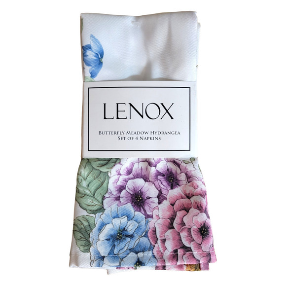NEW Lenox Butterfly Meadow Hydrangea Napkins (Set of 4) - Picture 1 of 4